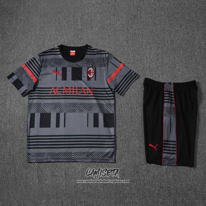 Chandal del AC Milan 2022-2023 Manga Corta Gris - Pantalon Corto